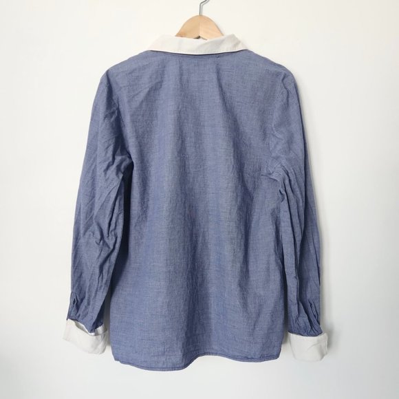 Y2K Pendleton Blue & White Waffle‎ Weave Button Down Shirt Women's Size 12 - Picture 5 of 13